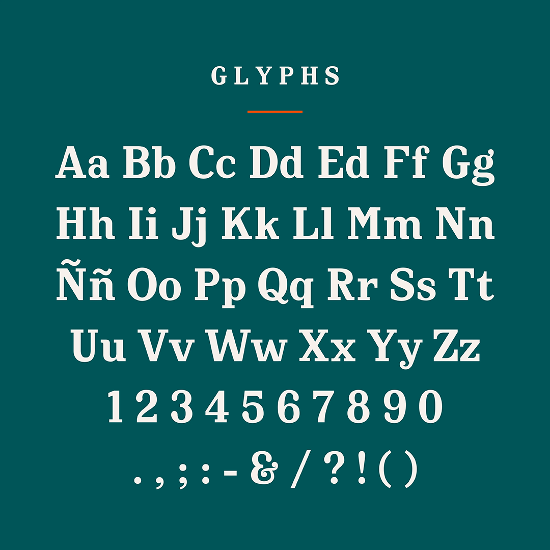 English glyph set of Adstyle Black typeface in bold slab serif style