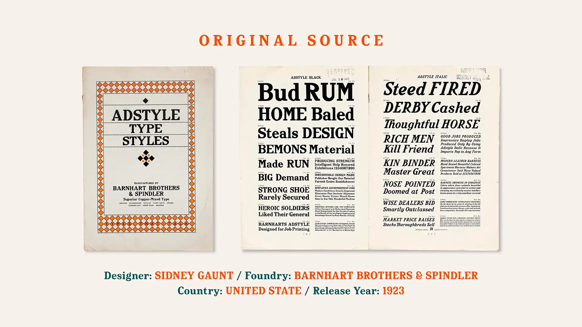 Source material and reference books used for digitizing Adstyle Black