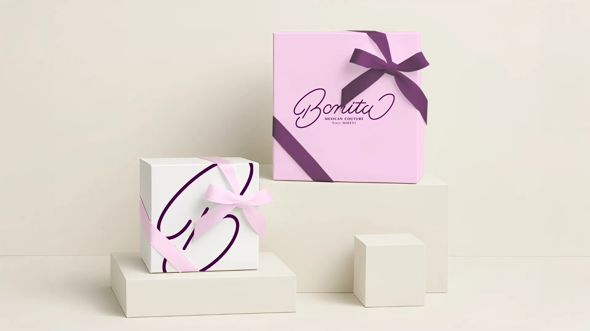 Bonita wordmark applied on packaging boxes